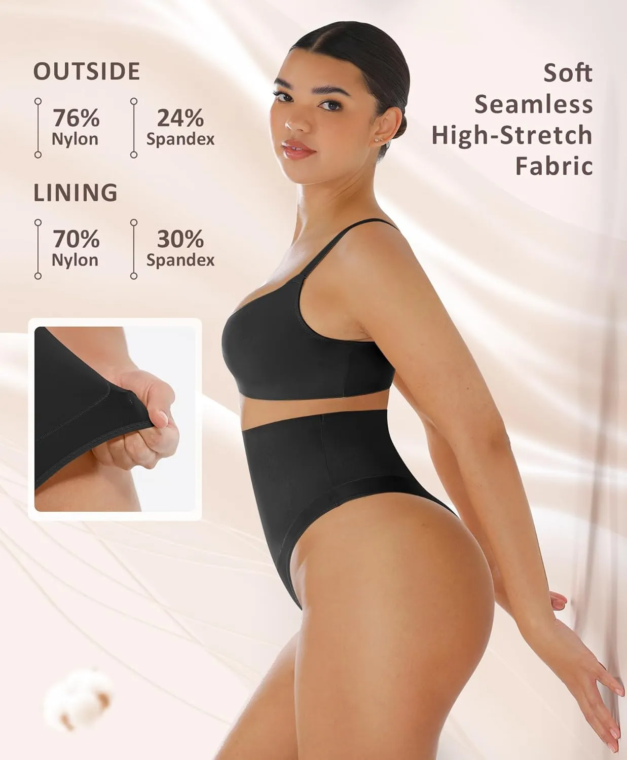 FeelinGirl Thong Shapewear for Women Tummy Control Mid Waisted Body Shaper Underwear Seamless Body Shaper Panties