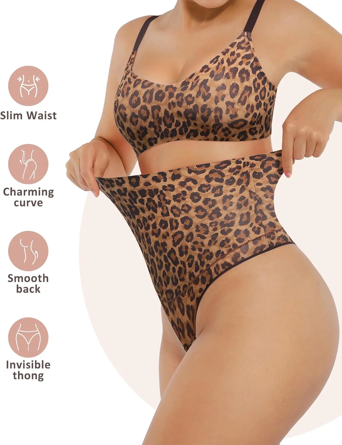 FeelinGirl Thong Shapewear for Women Tummy Control Mid Waisted Body Shaper Underwear Seamless Body Shaper Panties