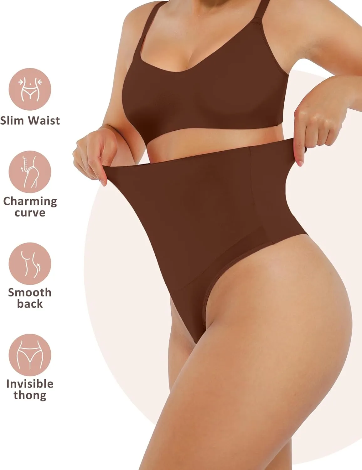 FeelinGirl Thong Shapewear for Women Tummy Control Mid Waisted Body Shaper Underwear Seamless Body Shaper Panties
