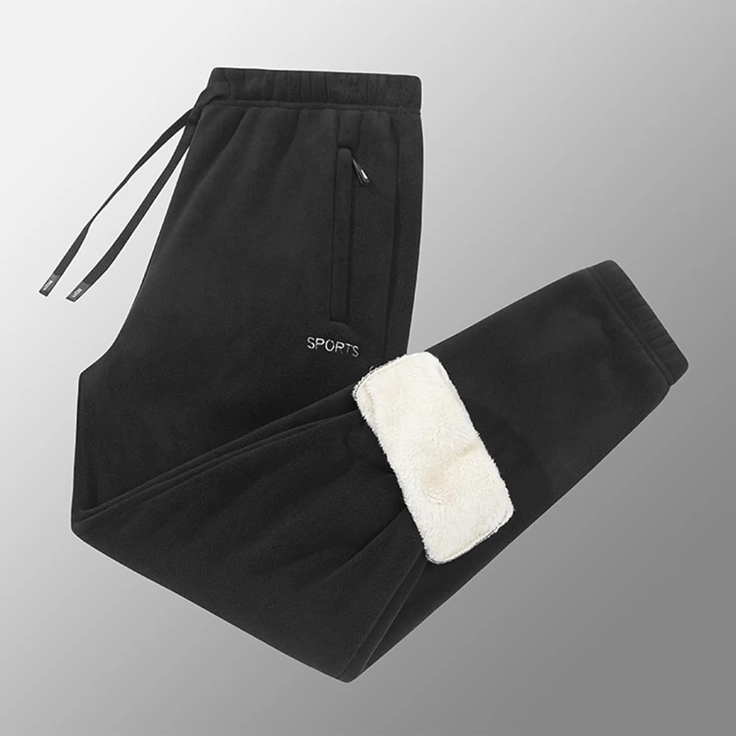 Fleece Lined Pants Men Pants Trousers Casual Pants Drawstring Elastic Waist Straight Leg Active Winter Thicken Track