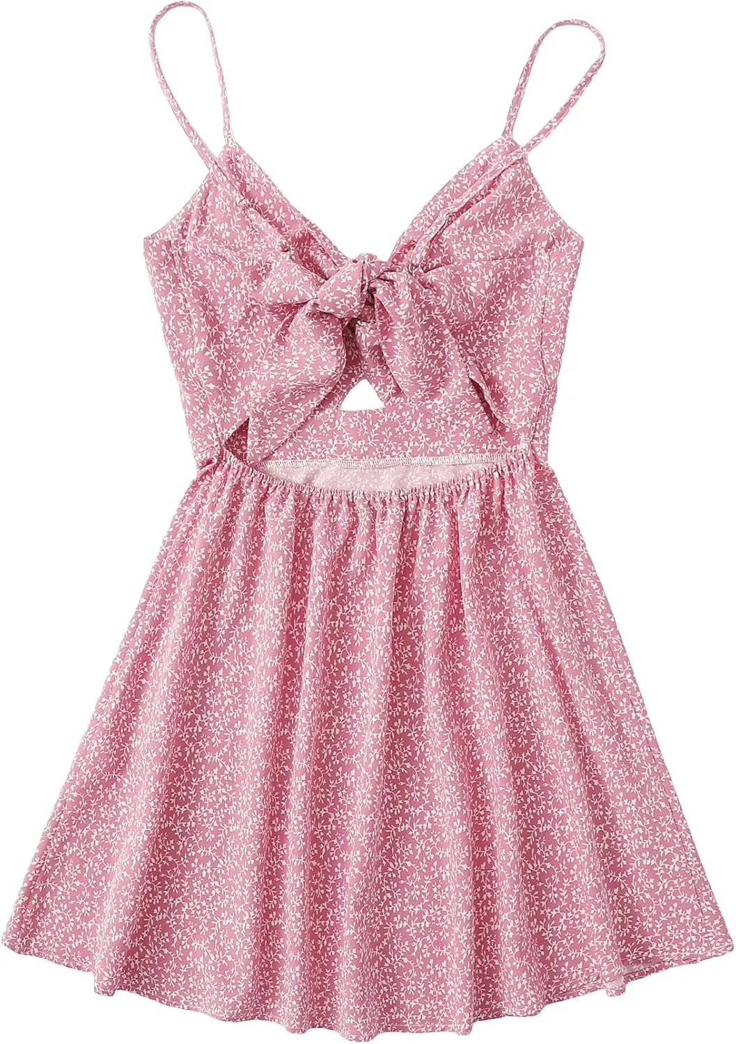 Floerns Women's Boho Floral Print Twist Front Cami A Line Mini Dress