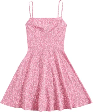 Floerns Women's Ditsy Floral High Waist Cami Short A Line Dress