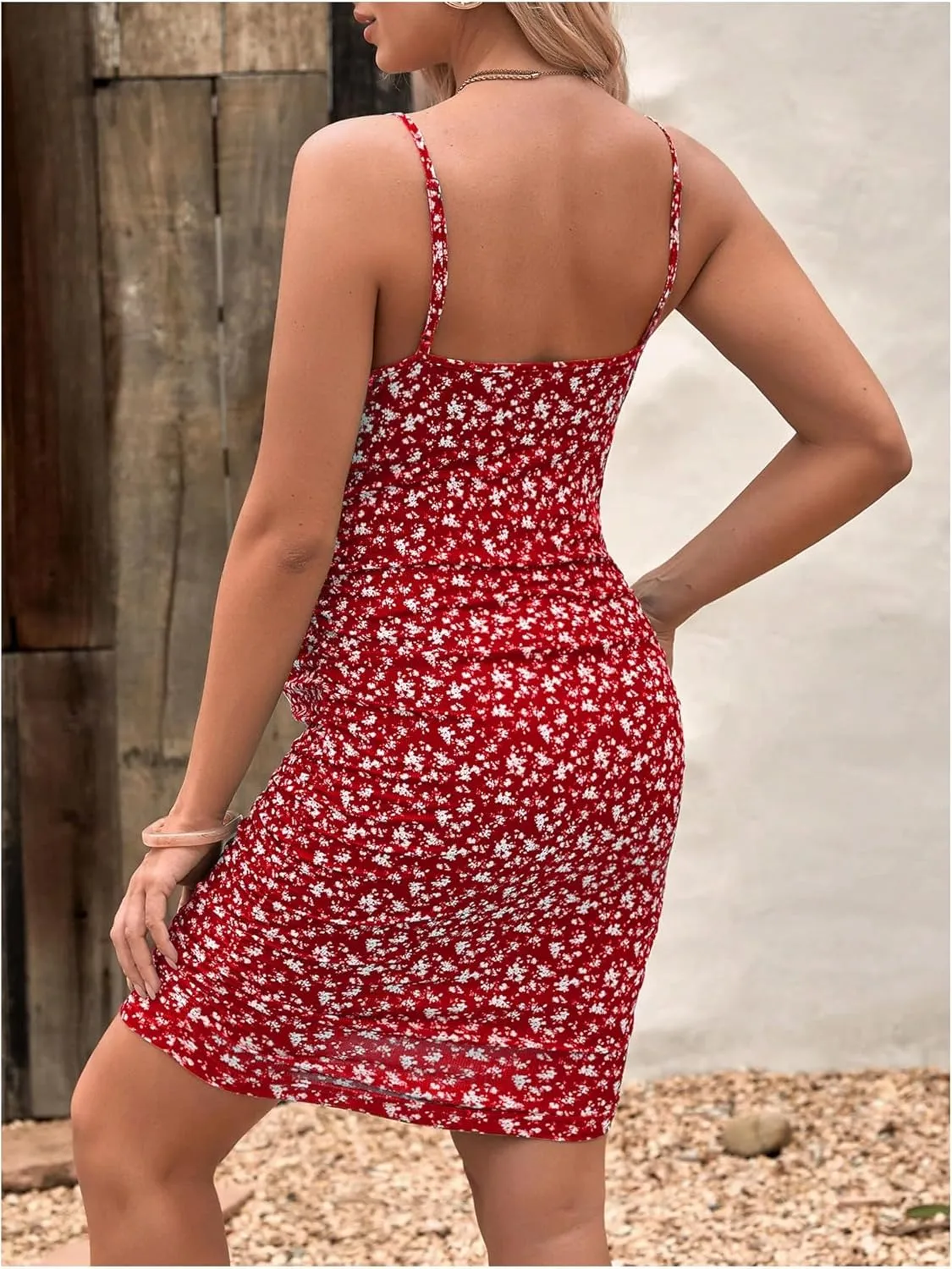 Floerns Women's Maternity Floral Print Tie Shoulder Stretch Cami Slip Dress