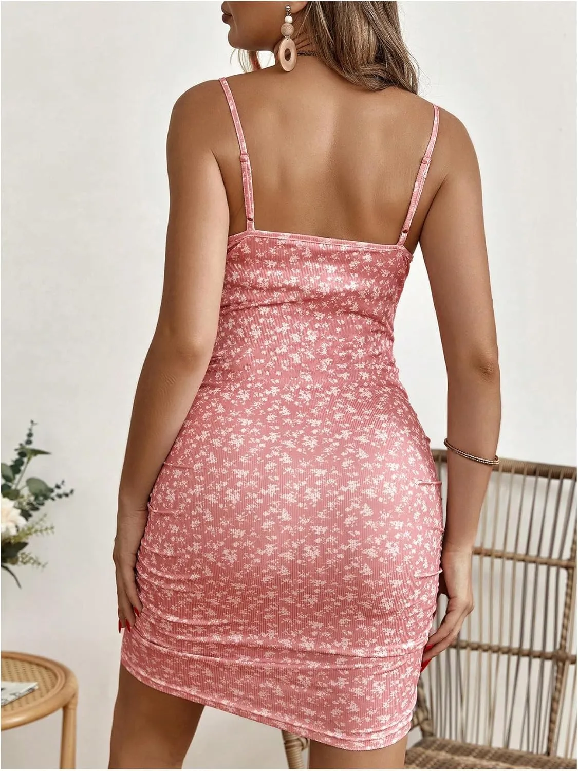 Floerns Women's Maternity Floral Print Tie Shoulder Stretch Cami Slip Dress
