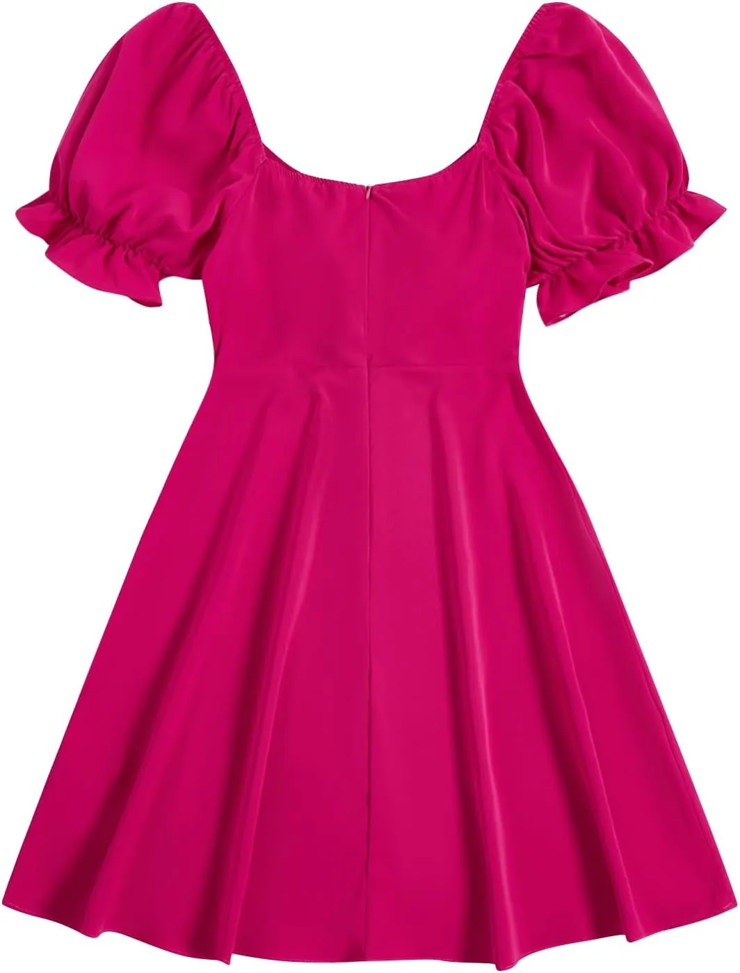 Floerns Women's Summer Drawstring Sweetheart Neck Puff Sleeve A Line Short Dress