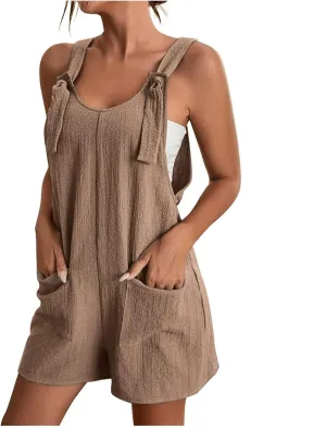 FZYLQY Rompers for Women 2025 Summer Short Jumpsuits Overalls Casual Sleeveless Romper Boho Suspenders Playsuits