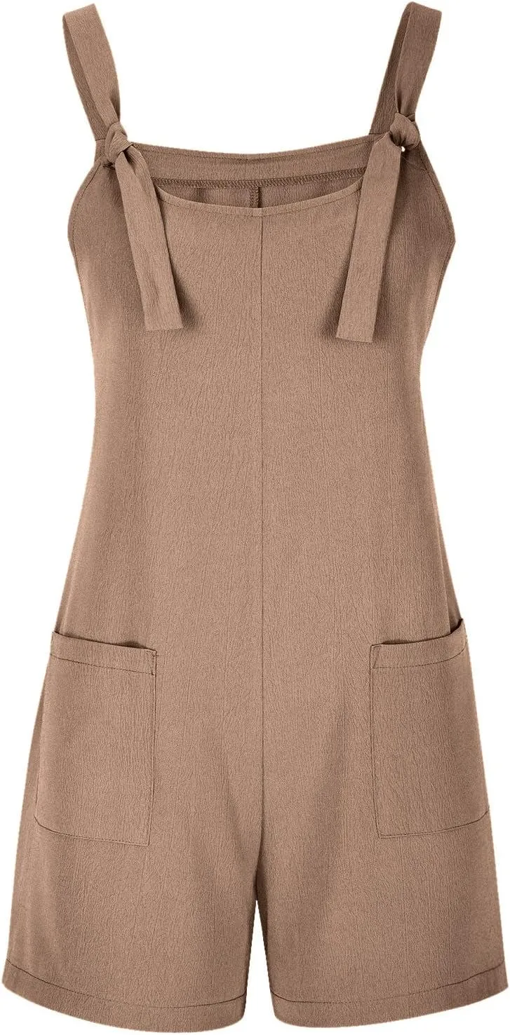 FZYLQY Rompers for Women 2025 Summer Short Jumpsuits Overalls Casual Sleeveless Romper Boho Suspenders Playsuits