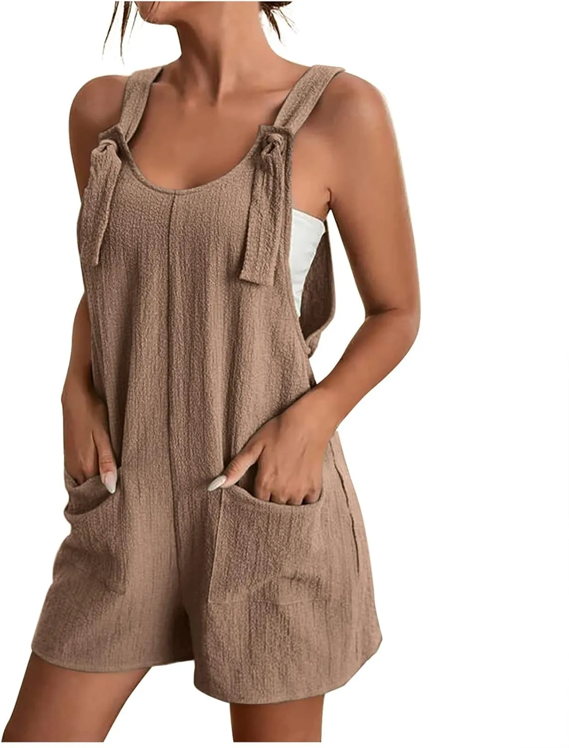 FZYLQY Rompers for Women 2025 Summer Short Jumpsuits Overalls Casual Sleeveless Romper Boho Suspenders Playsuits