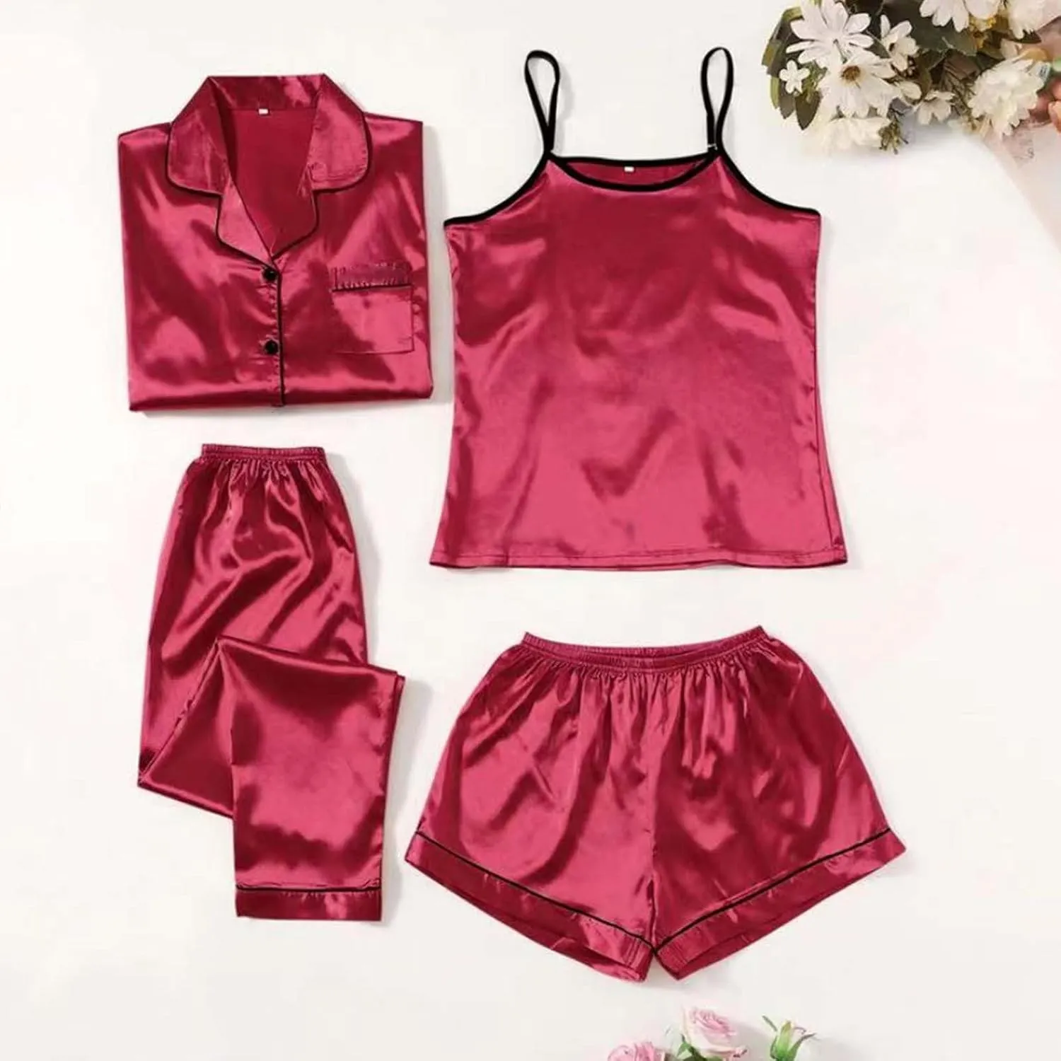 Gifts For Sets 2 Leopard Stripe Fashion Simple Daily Vacation Satin Breathable Gift Lapel Pajamas For Women Set