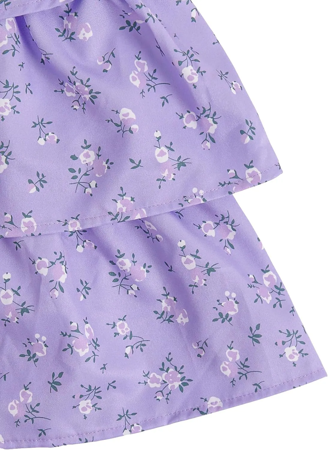 Girl's Floral Summer Dress - Ruffle, Shirred High Waist, Sweetheart Neckline, A Line Spring Dress