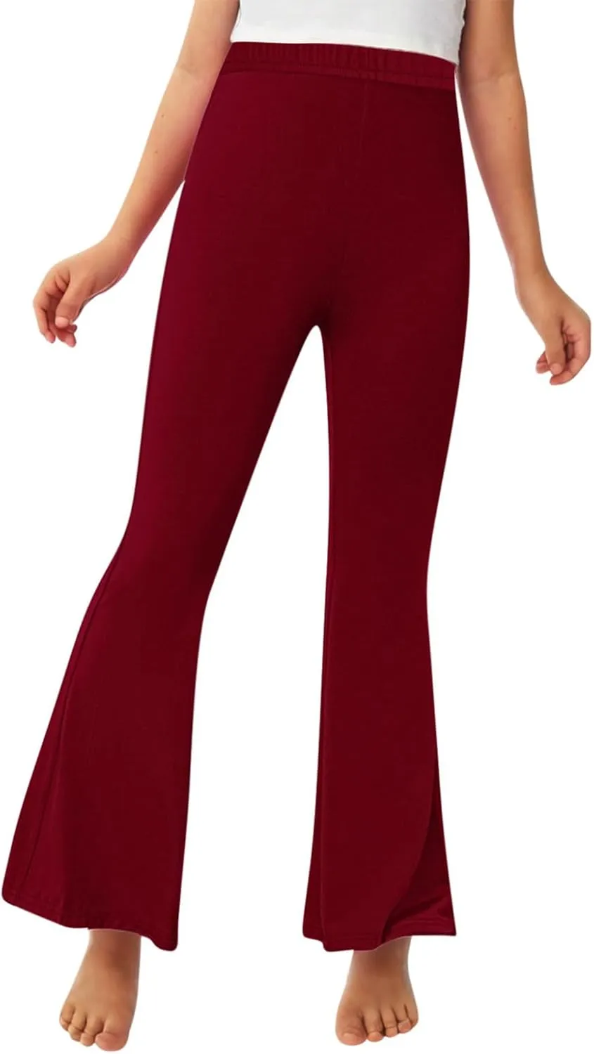 Girls Leggings Casual High Waisted Flare Pants Kids Stretch Workout Yoga Leggings Dance School Uniforms 2-13 Years