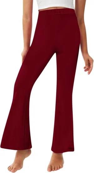 Girls Leggings Casual High Waisted Flare Pants Kids Stretch Workout Yoga Leggings Dance School Uniforms 2-13 Years