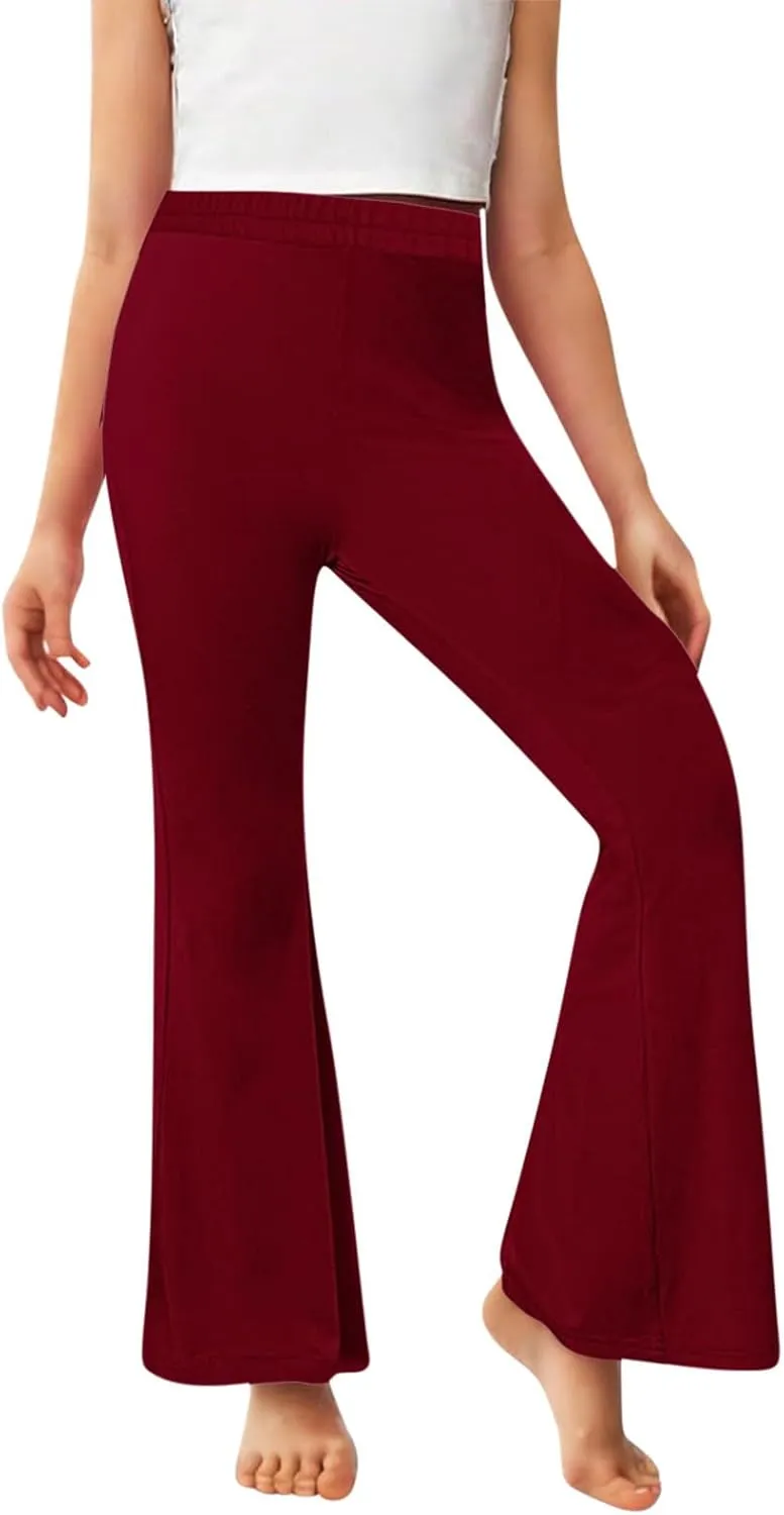 Girls Leggings Casual High Waisted Flare Pants Kids Stretch Workout Yoga Leggings Dance School Uniforms 2-13 Years
