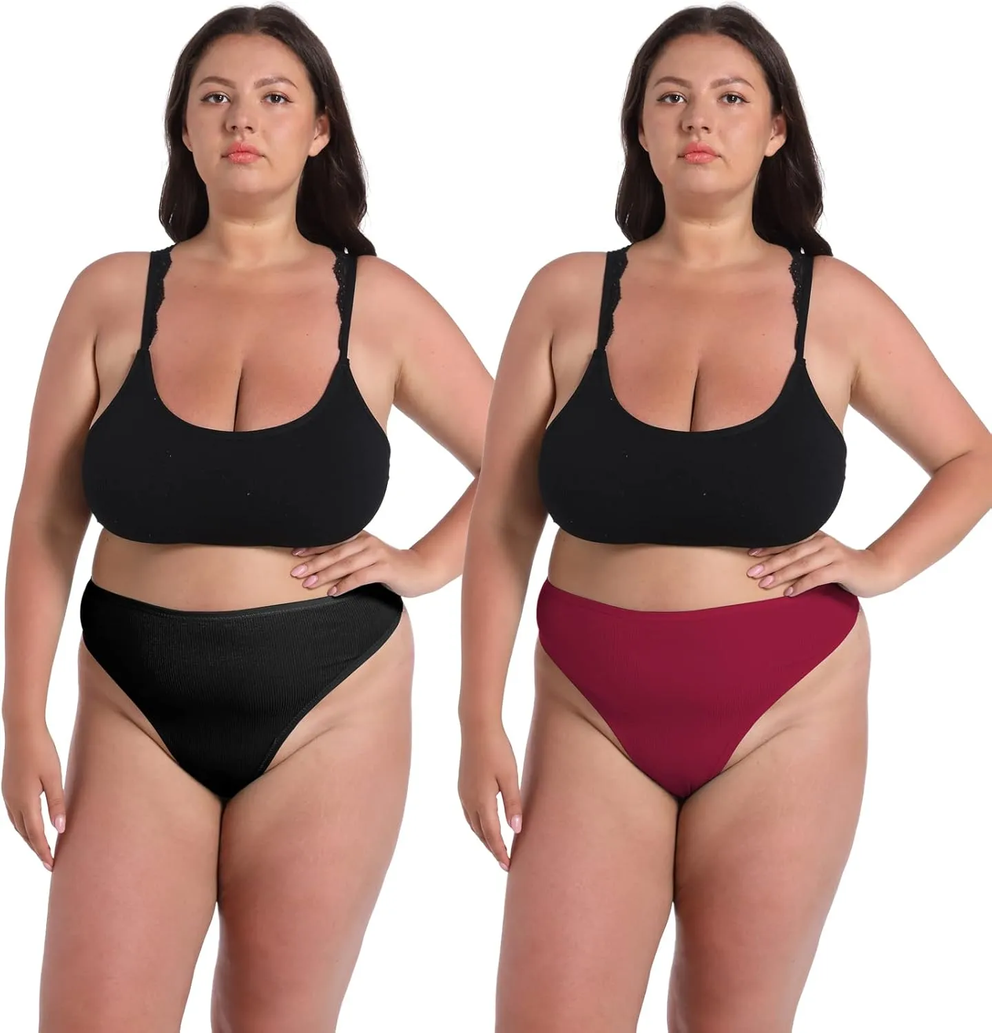 High Waisted Cotton Thongs Underwear For Women Breathable Sport Athletics Panties High Rise Plus Size Multipack