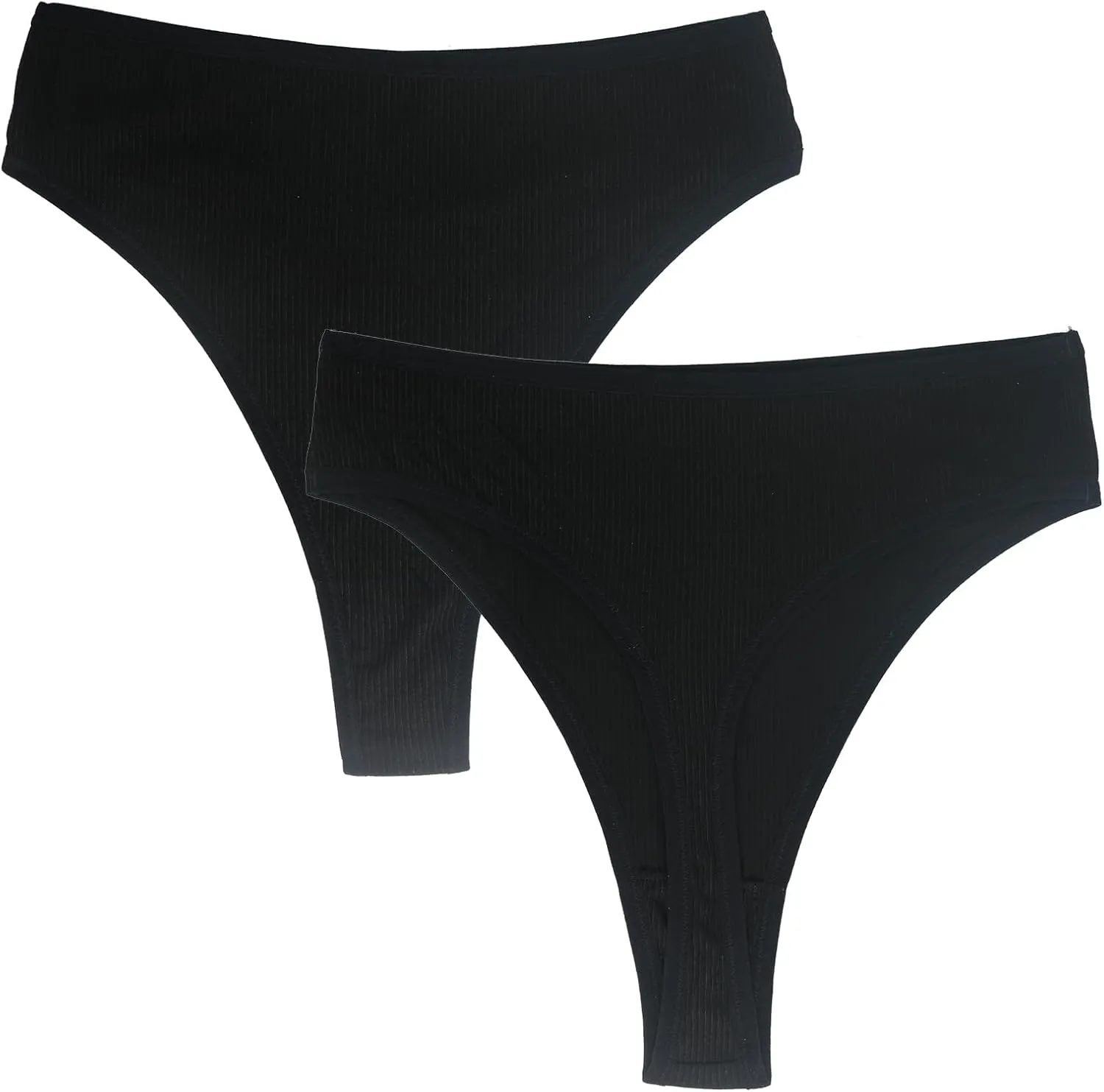 High Waisted Cotton Thongs Underwear For Women Breathable Sport Athletics Panties High Rise Plus Size Multipack