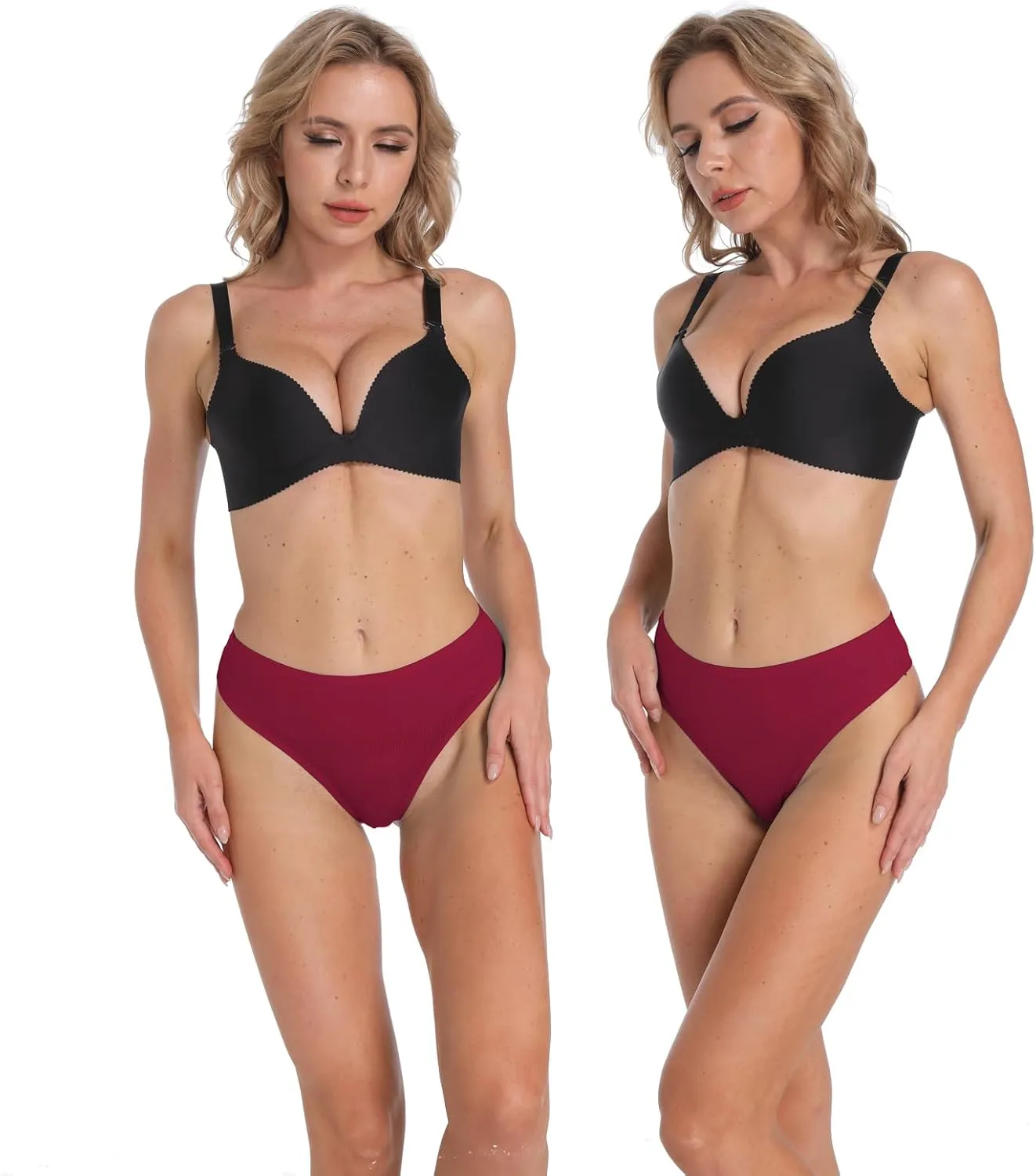 High Waisted Cotton Thongs Underwear For Women Breathable Sport Athletics Panties High Rise Plus Size Multipack