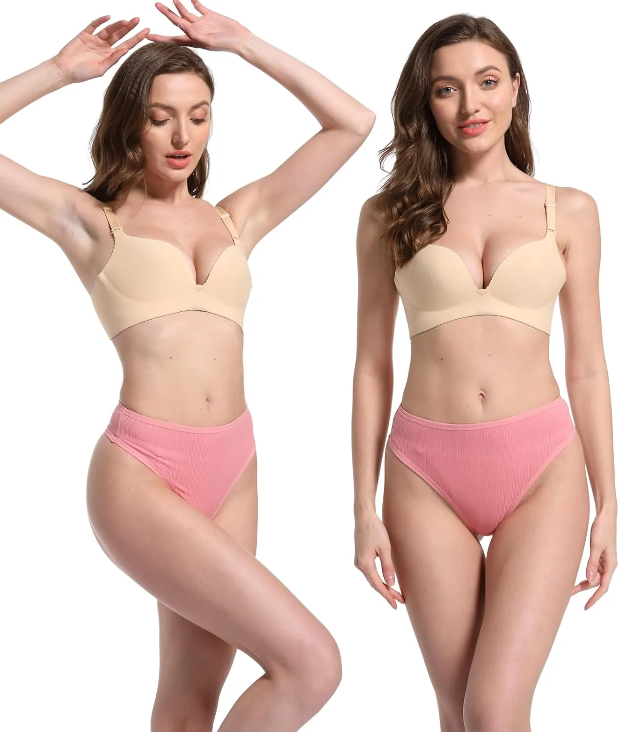 High Waisted Cotton Thongs Underwear For Women Breathable Sport Athletics Panties High Rise Plus Size Multipack