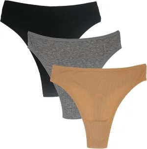 High Waisted Cotton Thongs Underwear For Women Breathable Sport Athletics Panties High Rise Plus Size Multipack