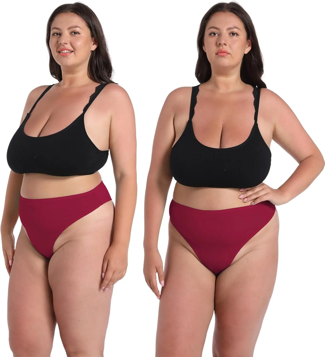 High Waisted Cotton Thongs Underwear For Women Breathable Sport Athletics Panties High Rise Plus Size Multipack