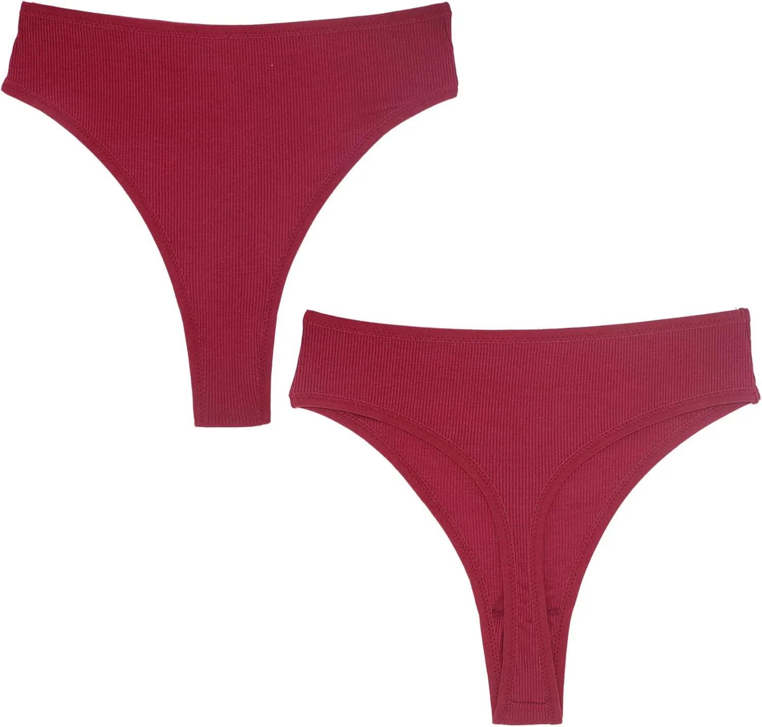High Waisted Cotton Thongs Underwear For Women Breathable Sport Athletics Panties High Rise Plus Size Multipack