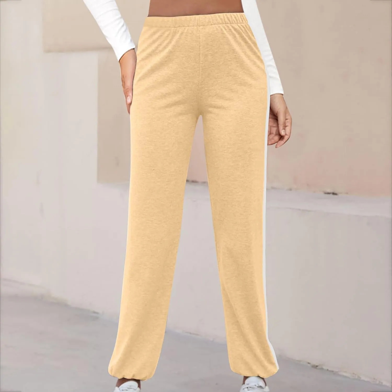 High Waisted Jogger for Women Stripe Side Drawstring Lightweight Workout Sweatpants Athletic Joggers Pants