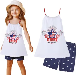 HILEELANG Girl Summer Short Outfits Sets Cami Slip Dress & Shorts Beach Clothing Sets 2-8 Years