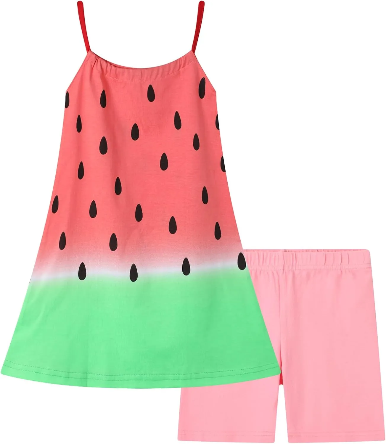 HILEELANG Girl Summer Short Outfits Sets Cami Slip Dress & Shorts Beach Clothing Sets 2-8 Years