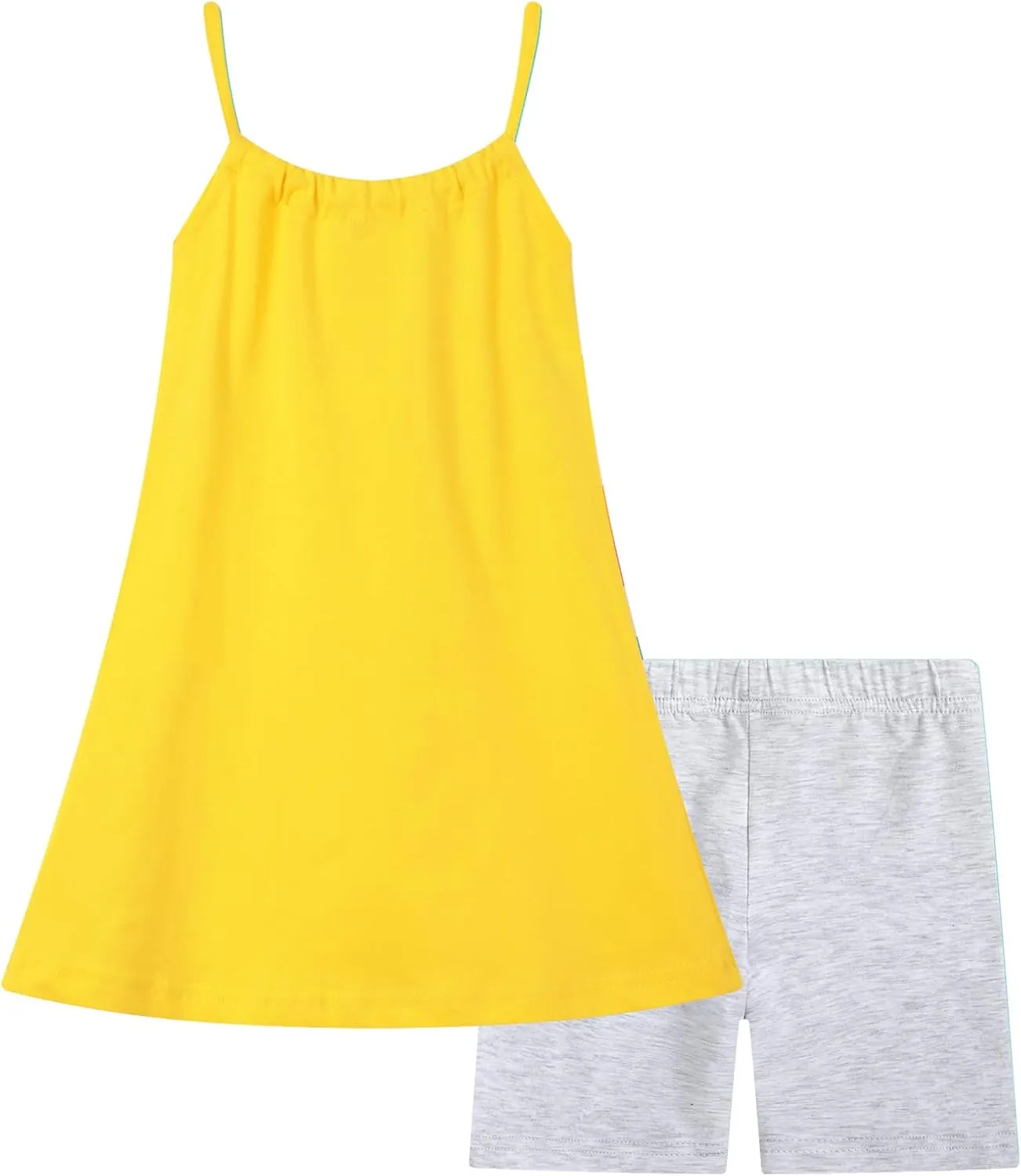 HILEELANG Girl Summer Short Outfits Sets Cami Slip Dress & Shorts Beach Clothing Sets 2-8 Years