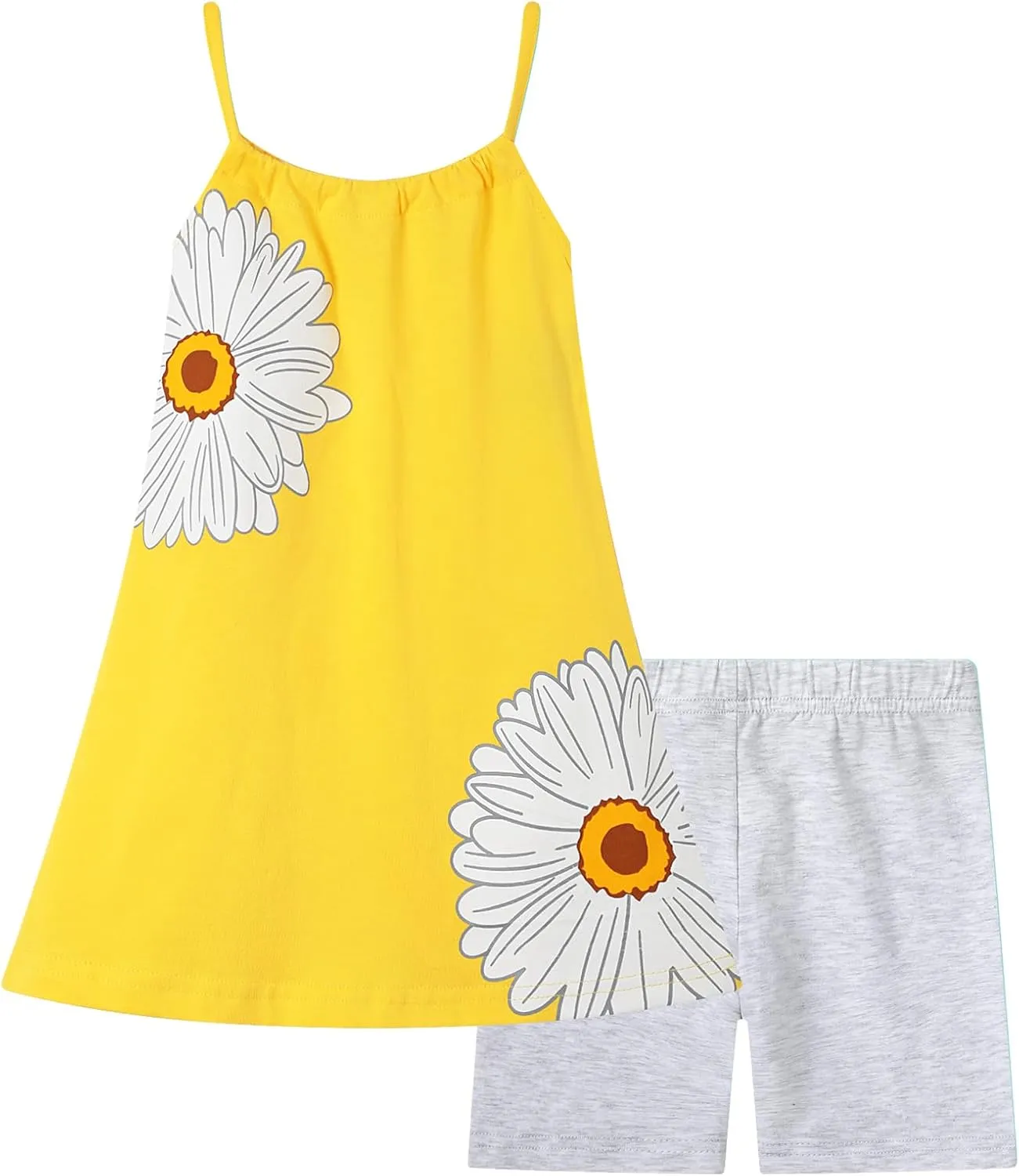 HILEELANG Girl Summer Short Outfits Sets Cami Slip Dress & Shorts Beach Clothing Sets 2-8 Years