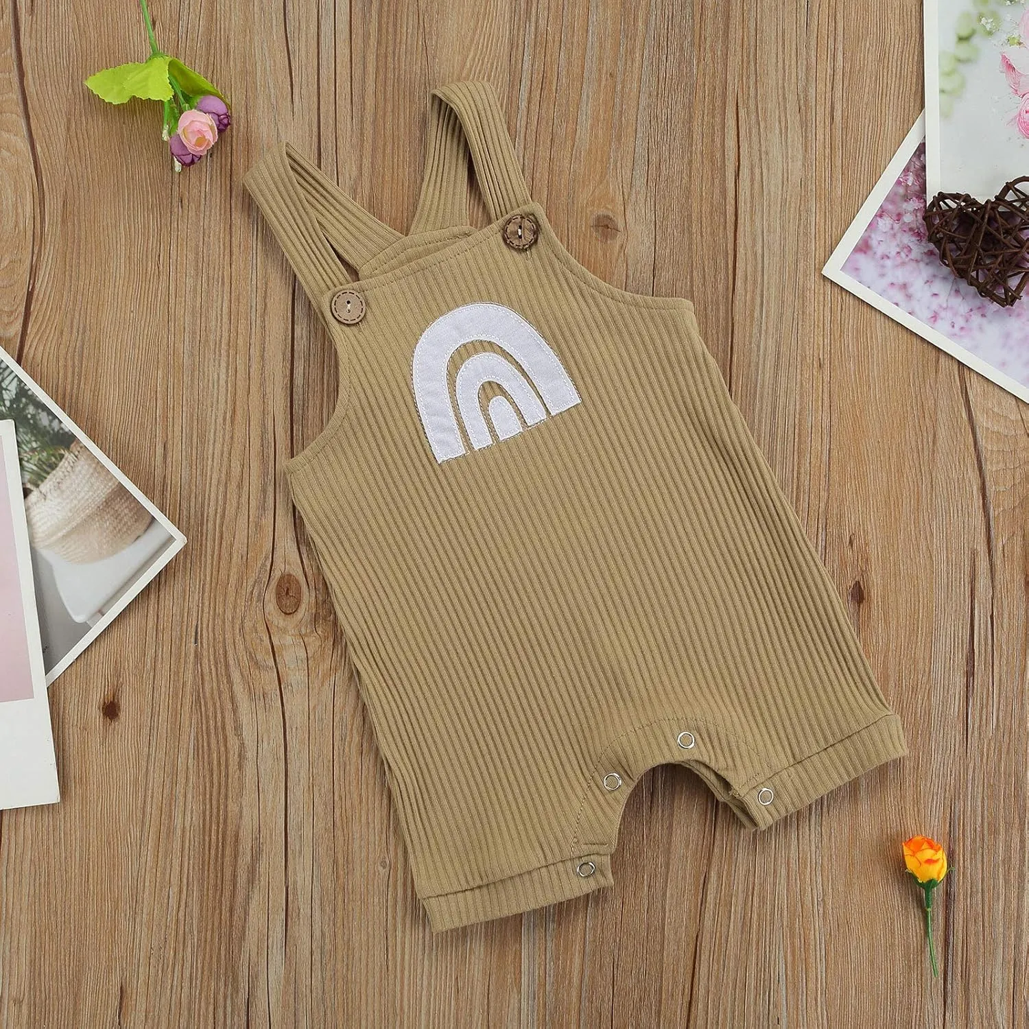 Infant Newborn Baby Girl Boy Rainbow Suspender Jumpsuit Shorts One Piece Romper Outfits Unisex Overall Clothes