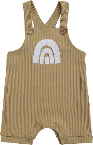 Infant Newborn Baby Girl Boy Rainbow Suspender Jumpsuit Shorts One Piece Romper Outfits Unisex Overall Clothes