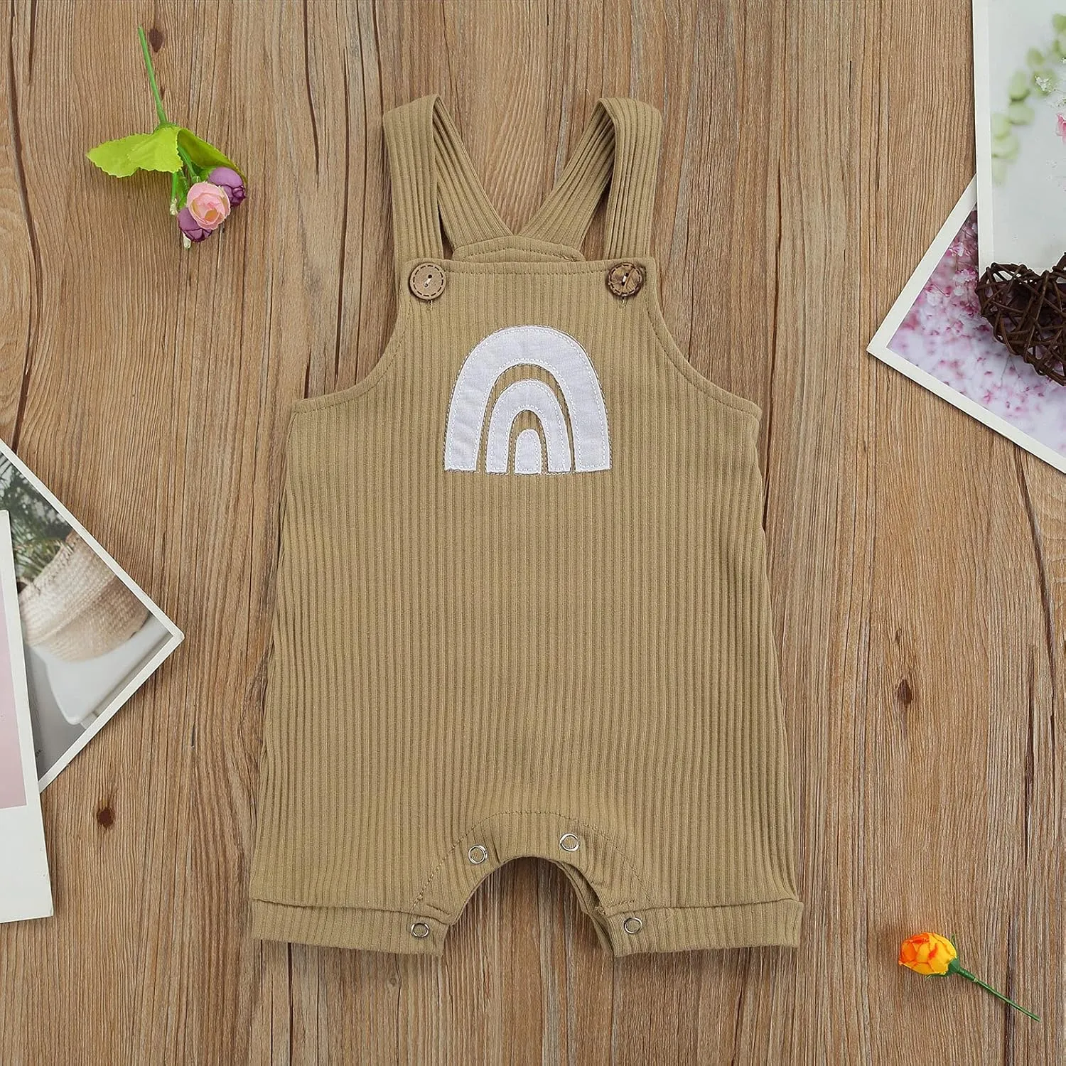 Infant Newborn Baby Girl Boy Rainbow Suspender Jumpsuit Shorts One Piece Romper Outfits Unisex Overall Clothes