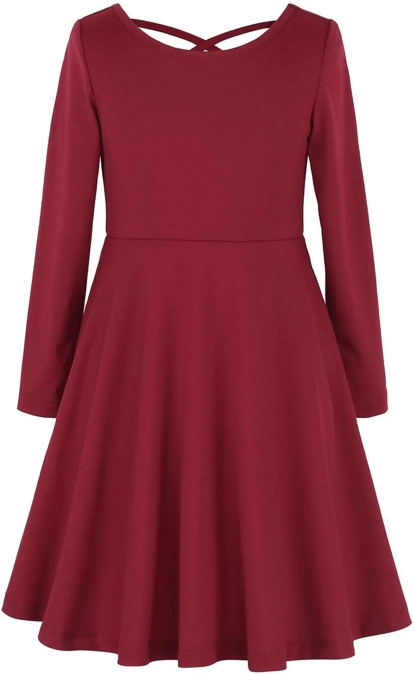 JESKIDS Mommy and Me Matching Short Sleeve Dress Criss Cross A-Line Twirl Skater Dress