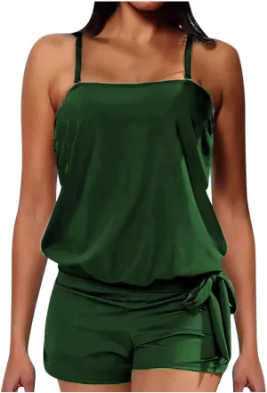 jsaierl Bandeau Swimsuits for Women Summer Two Piece Tankini Bathing Suits Sexy Strapless Ruffle Swim Tank Top with Bottoms