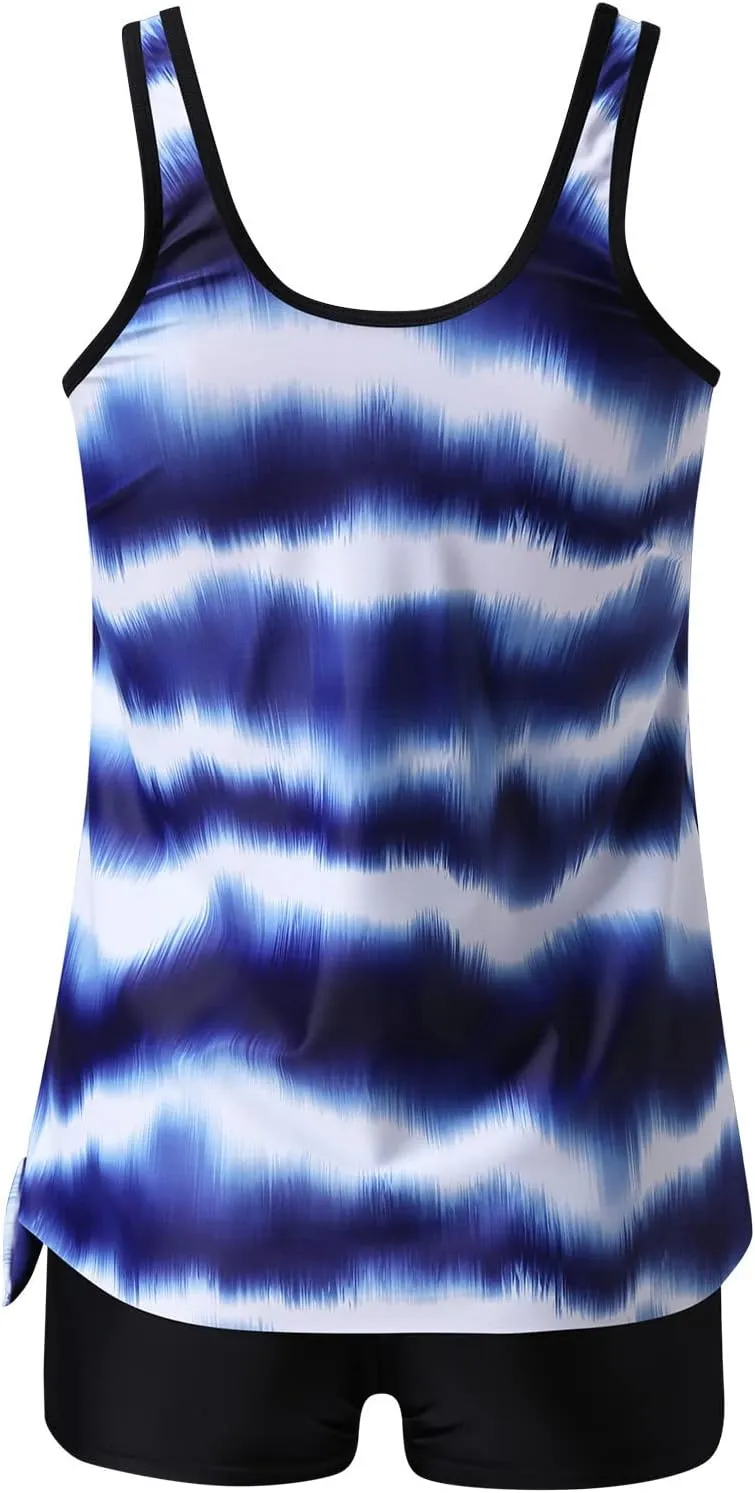 jsaierl Summer Tankini Swimsuits for Women 2 Piece Swimsuit Beachwear 2025 Fashion Print Swim Tank Top with Boyshorts