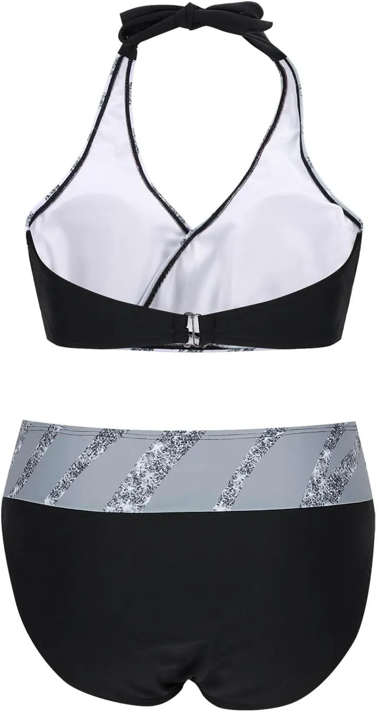 jsaierl Women Bikini Sets Sexy Triangle Bathing Suit Fashion Colourful Striped Print 2 Piece Swimwear Tummy Control Swimsuits