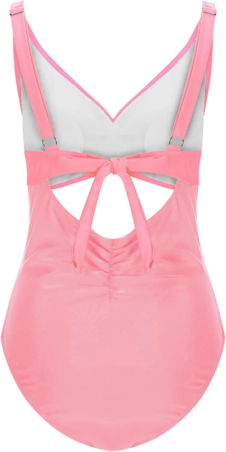 jsaierl Women Sexy Cut Out One Piece Swimsuit Slimming Tummy Control Front Twist Push Up Bathing Suit Ruched 1 Piece Swimwear