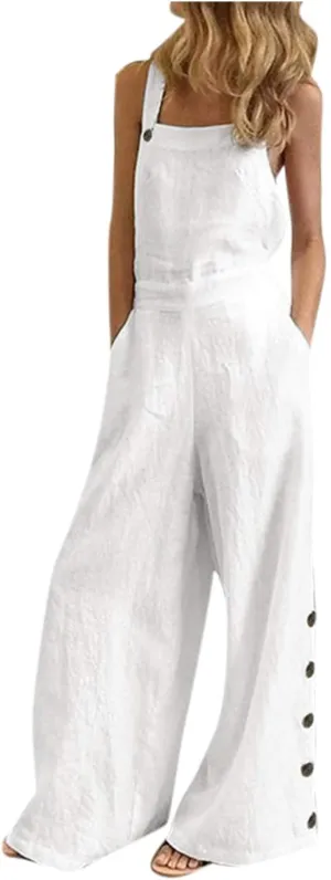 Jumpsuits for Women Plus Size One Piece Jumpsuit Loose Fit Bib Overalls Wide Leg Jumpsuit with Pockets Summer Outfits