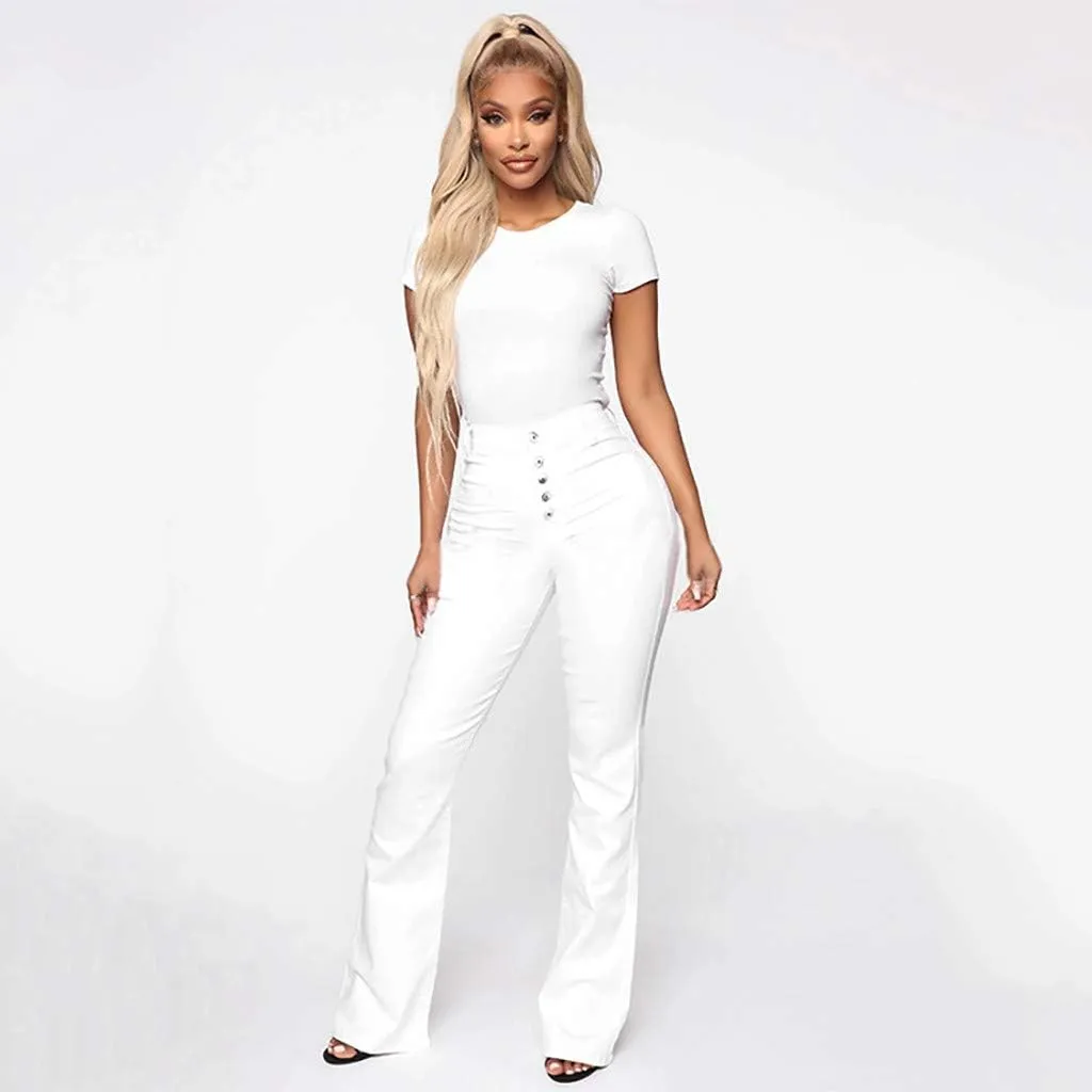 Juniors Bell Bottom High Waist Stretch Fitted Wide Leg Bootcut Denim Flare Jeans Plus Size