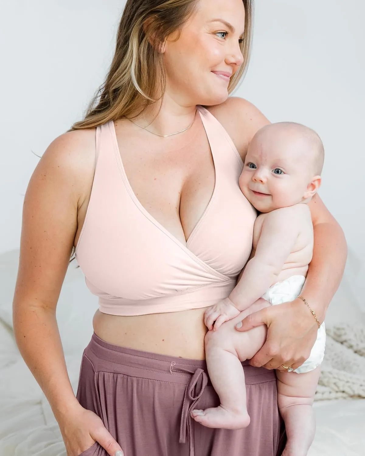 Kindred Bravely French Terry Nursing Bra for Breastfeeding and Sleep, Racerback Crossover, Soft and Stretchy Maternity Bra
