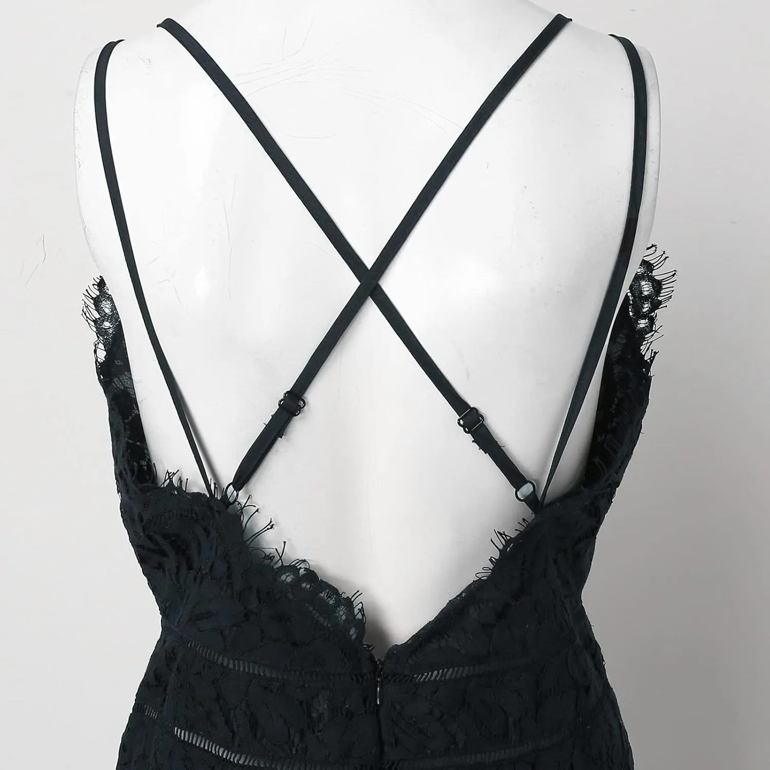 Lace V Neck Jumpsuit for Women Embroideried Floral Spagetti Strap Sleeveless Rompers One Piece Wedding Overalls