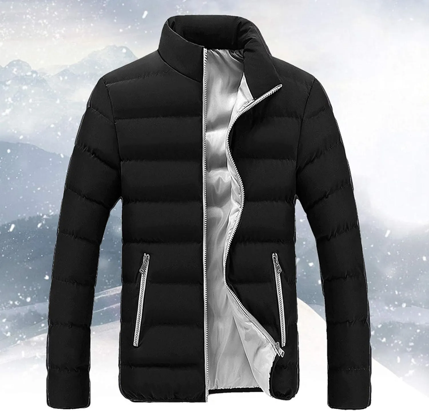 LCMTWX Men's Thicken Warm Winter Coat Coats Leisure Plus Size Hat Zip Pocket Cotton-Padded Warm Soft Winter Jackets for