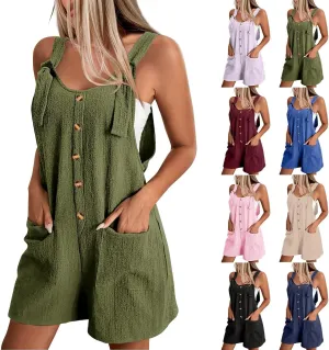 lcyhony Summer Rompers for Women 2025 Loose fit Overall Shorts Casual Comfy Adjustable Shoulder Strap Jumpsuits with Pockets