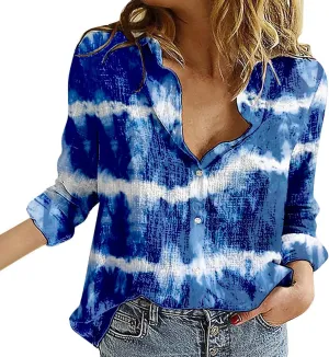 Linen Tops for Women Summer 2024 Lapel Long Sleeves Shirt Blouse Tops Casual Comfy Fall Tunic Tops Lapel Neck Blouses