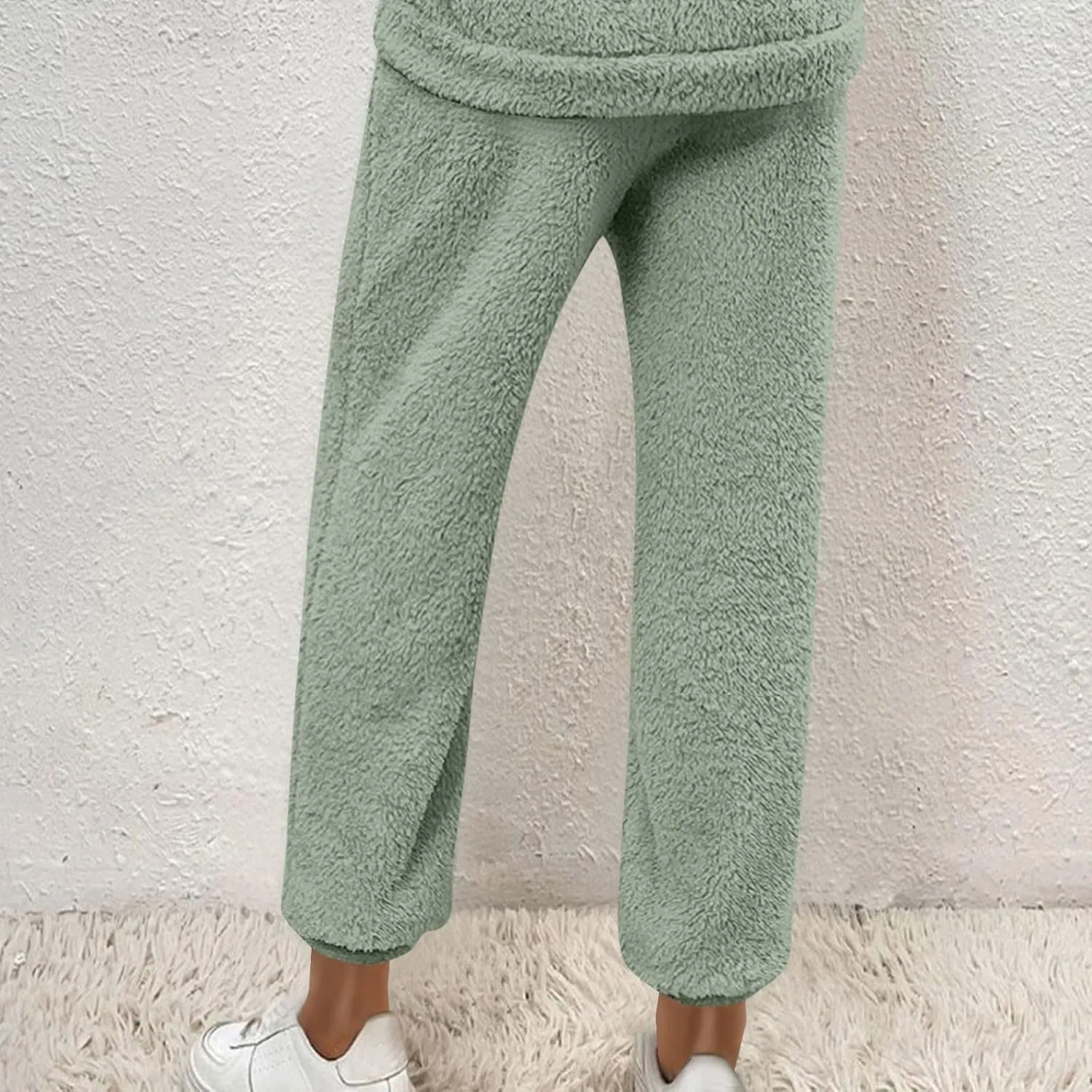 Lmdudan Women High Waist Fuzzy Fleece Lounge Pants Pajama Pants Warm Soft Pajamas Bottoms Sleepwear Winter Fluffy Sweatpants