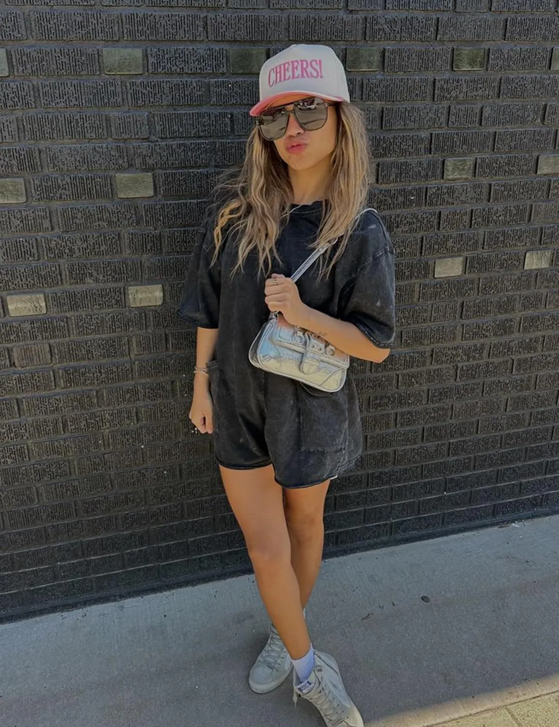 LTSCNRM Womens Tee Rompers Casual One Piece Hot Shot Oversized Overall Short Sleeve Reversible Athletic Workout Pockets