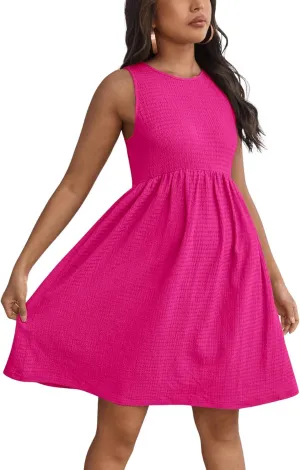 MakeMeChic Women's Maternity Sleeveless A Line Tank Dress Pregnancy Round Neck Short Dress