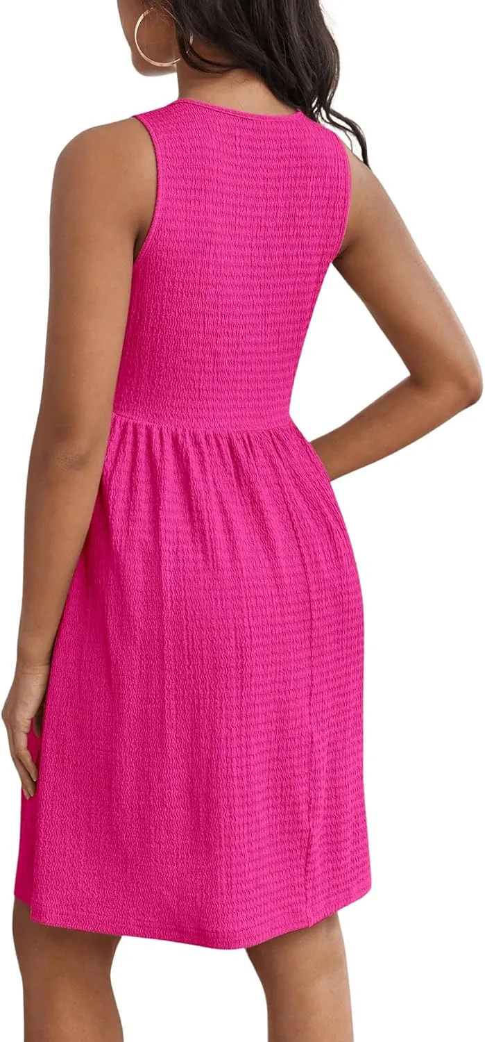 MakeMeChic Women's Maternity Sleeveless A Line Tank Dress Pregnancy Round Neck Short Dress