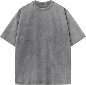 Men Oversized Cotton T Shirts Acid Washed Vintage Unisex Tee Loose Fit Short Sleeve Casual Streetwear Baggy Basic Tops
