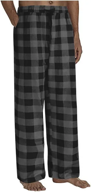 Men Sweatpants Plaid Print Drawstring Sleep Bottoms Lounge Soft Sleep Pants Vintage Sports Palazzo Pant with Pockets